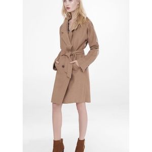 Wool Blend Tan Belted Coat